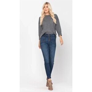JUDY BLUE JB88134 Skinny Fit High Waisted Button Fly Denim Jeans SIZE 24W